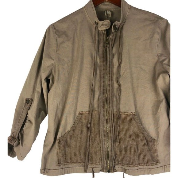 XCVI Medium 8 10 Jacket Utility Bomber Cargo Brown Khaki Lightweight - Picture 1 of 3